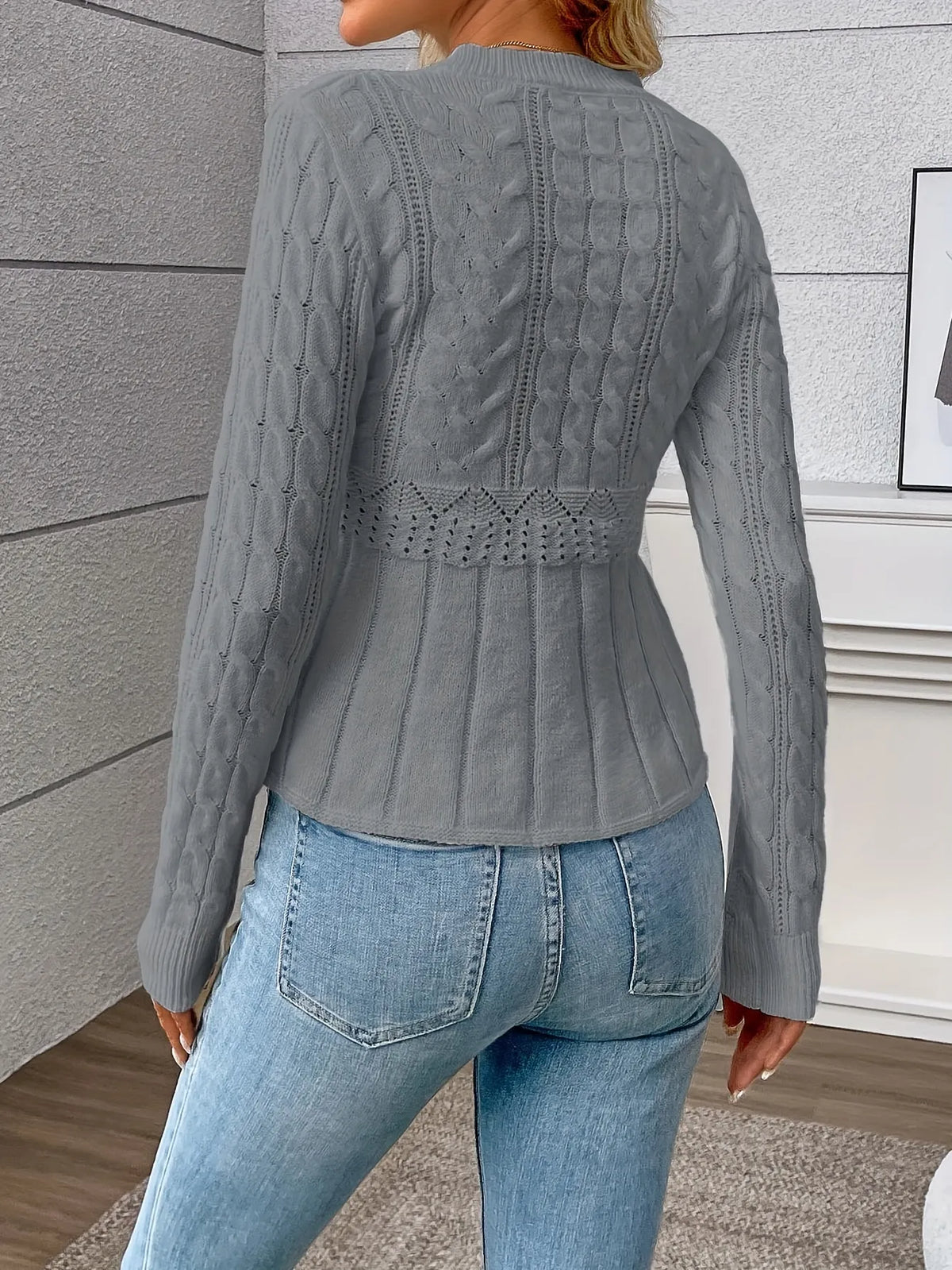 Cable-Knit Peplum Sweater