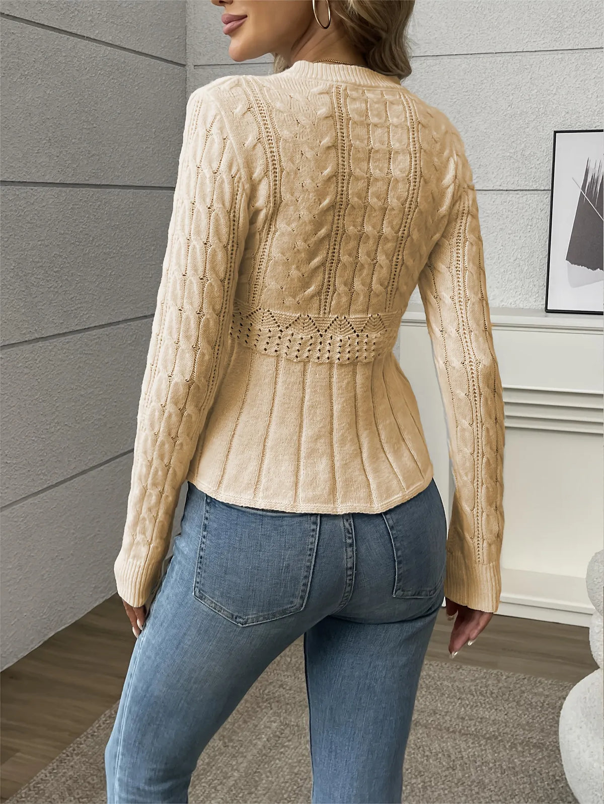 Cable-Knit Peplum Sweater