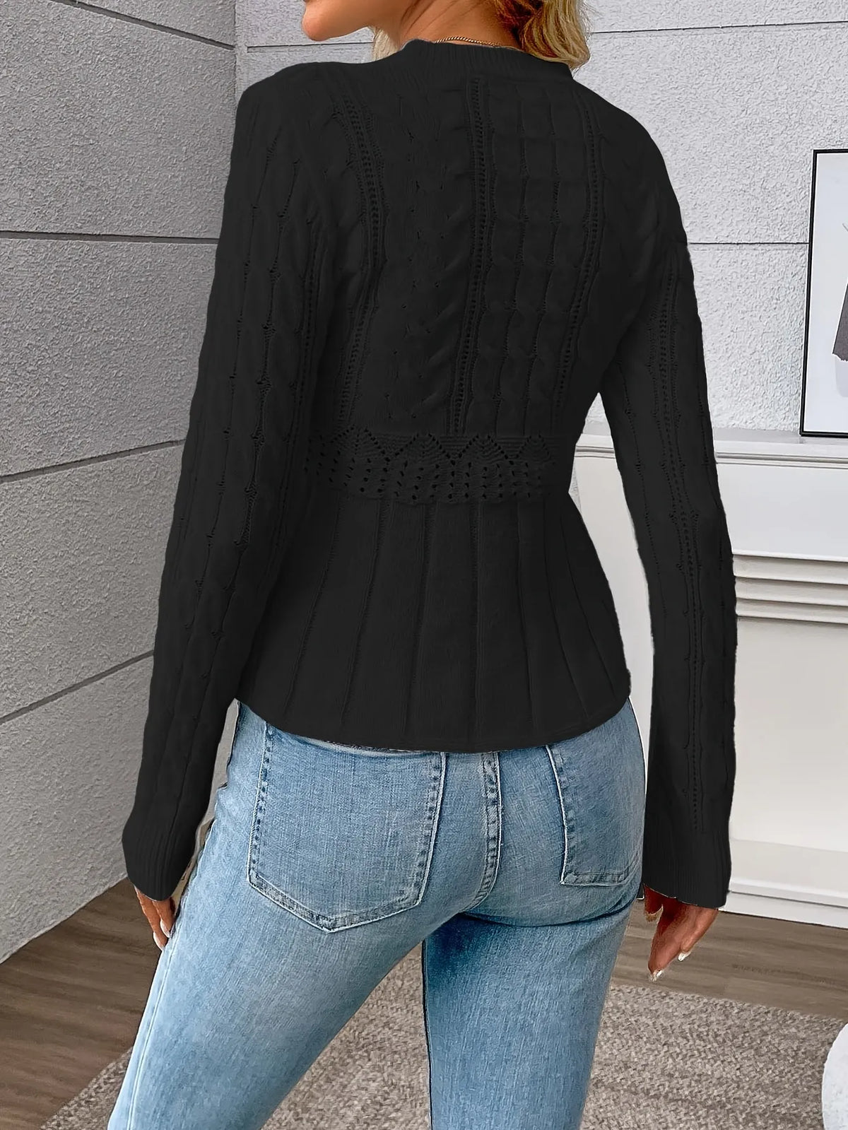 Cable-Knit Peplum Sweater