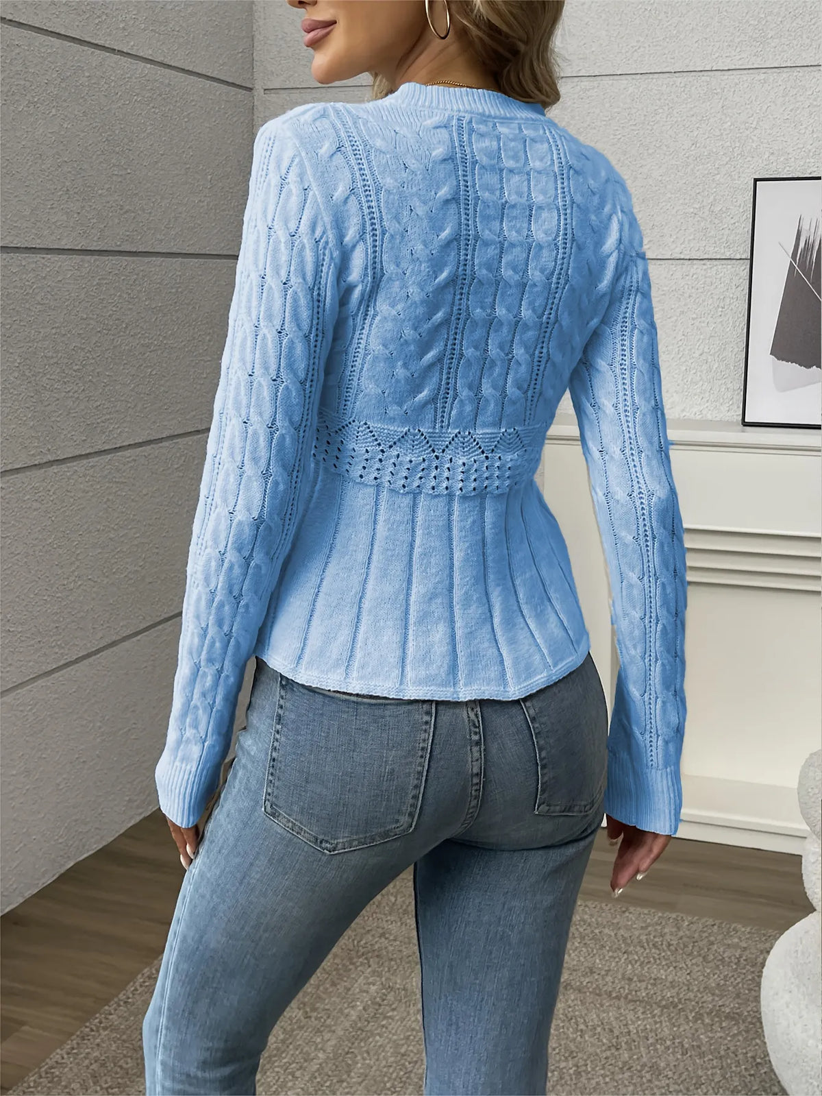 Cable-Knit Peplum Sweater