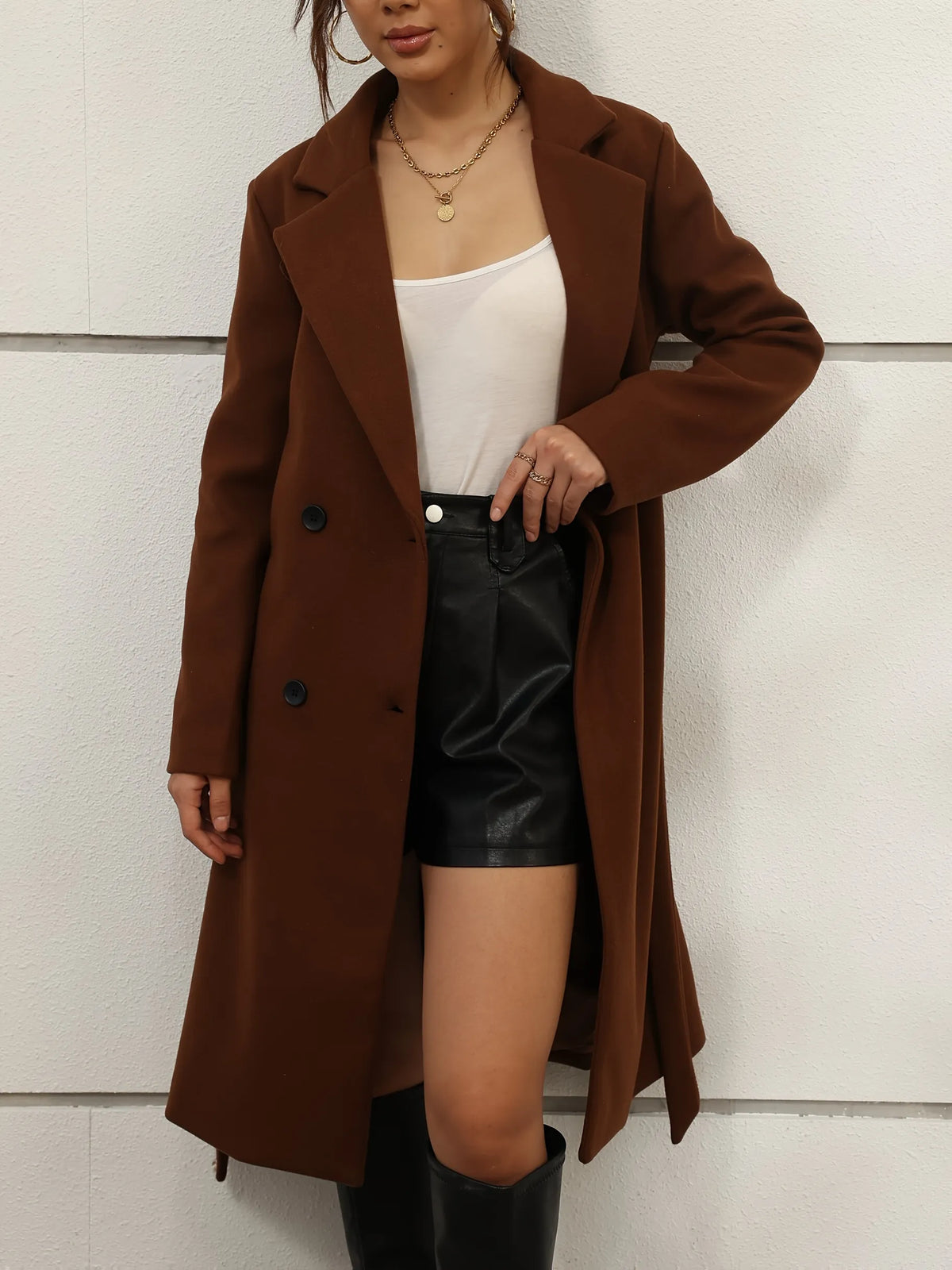 Double-Breasted Wool-Blend Coat