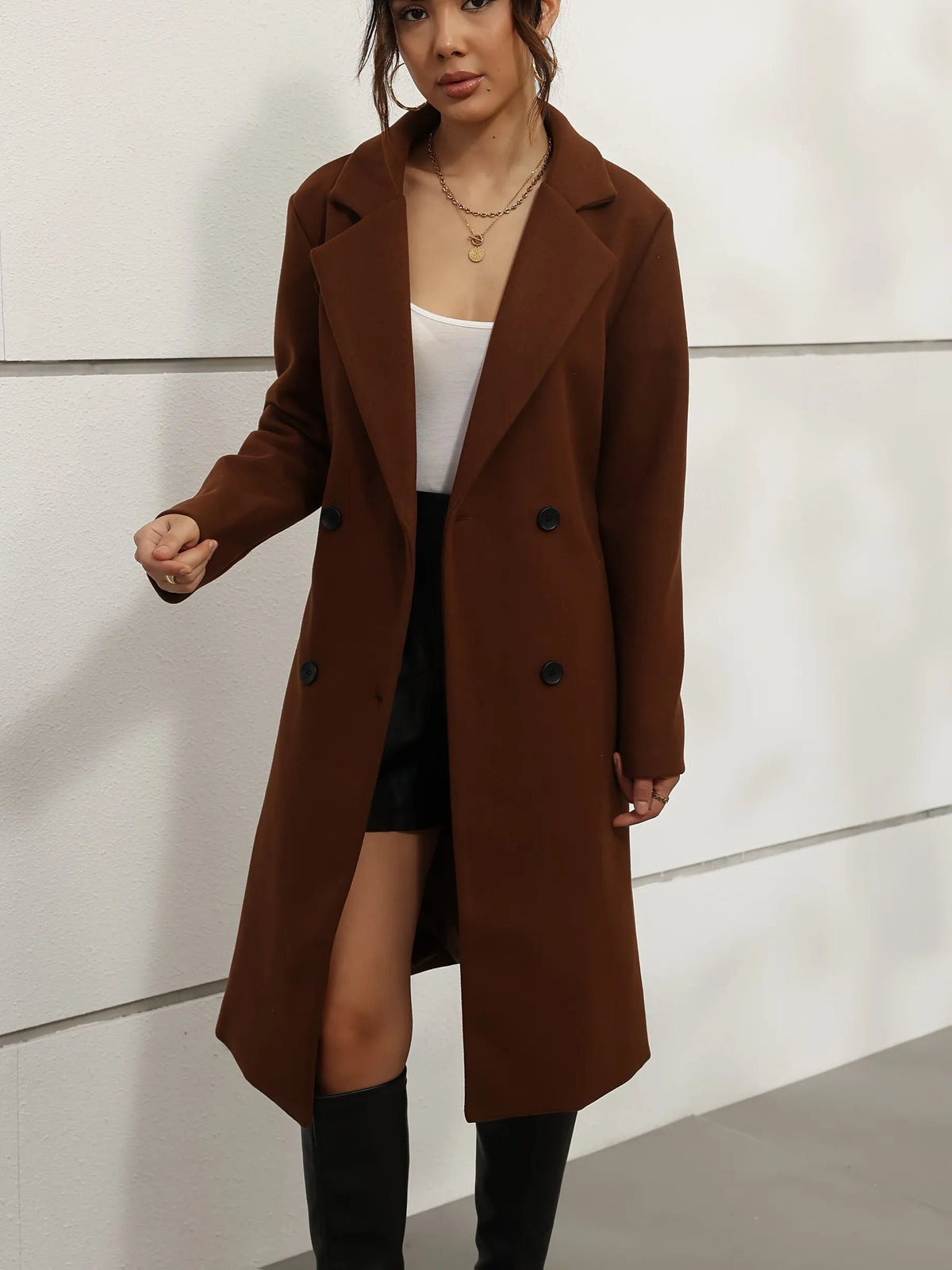 Double-Breasted Wool-Blend Coat
