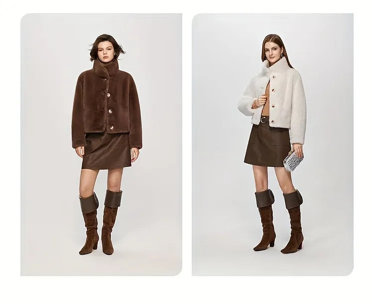 Two fashion outfits side by side on a white background