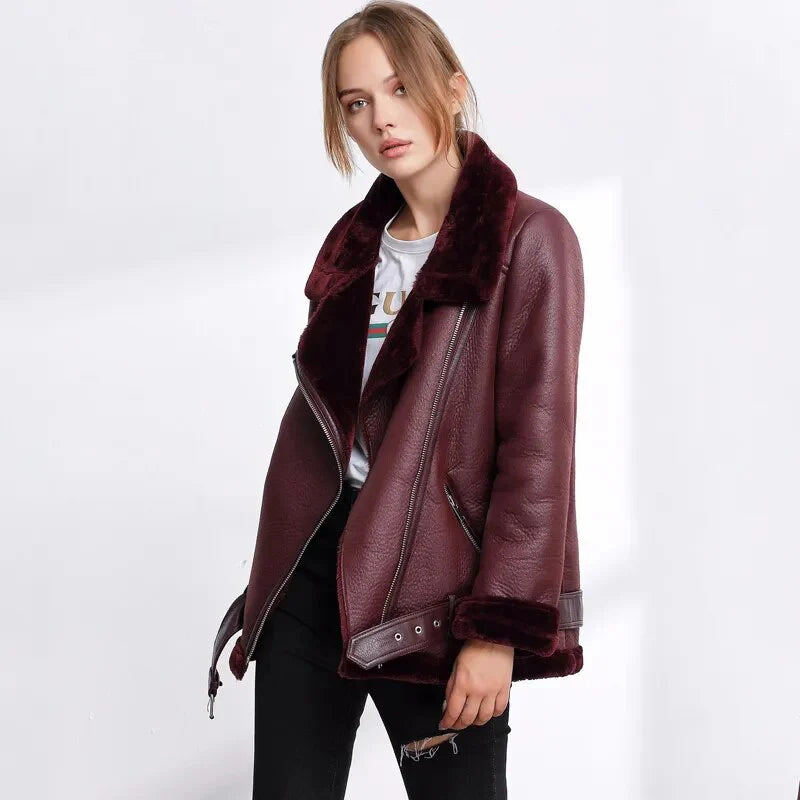Faux Shearling Aviator Jacket
