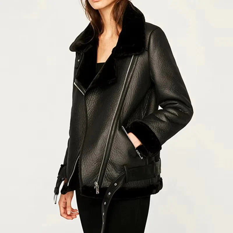 Faux Shearling Aviator Jacket