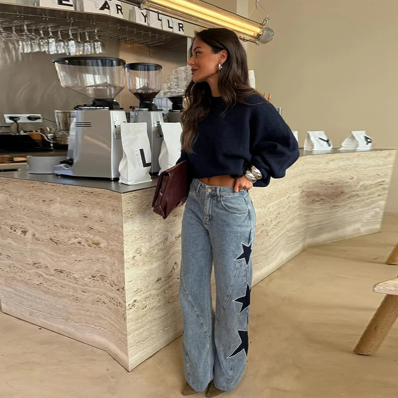 Star-Stitch Straight Jeans — Where Art Meets Everyday Elegance