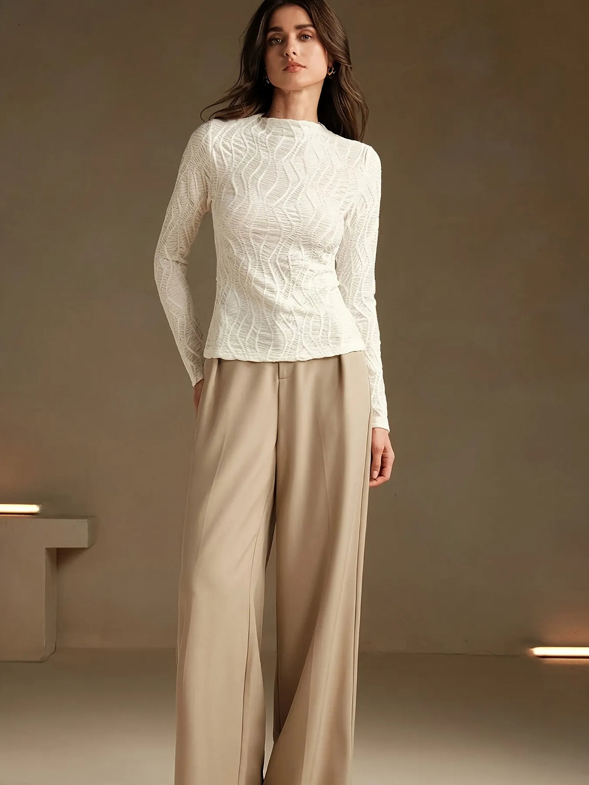 Textured Long-Sleeve Top