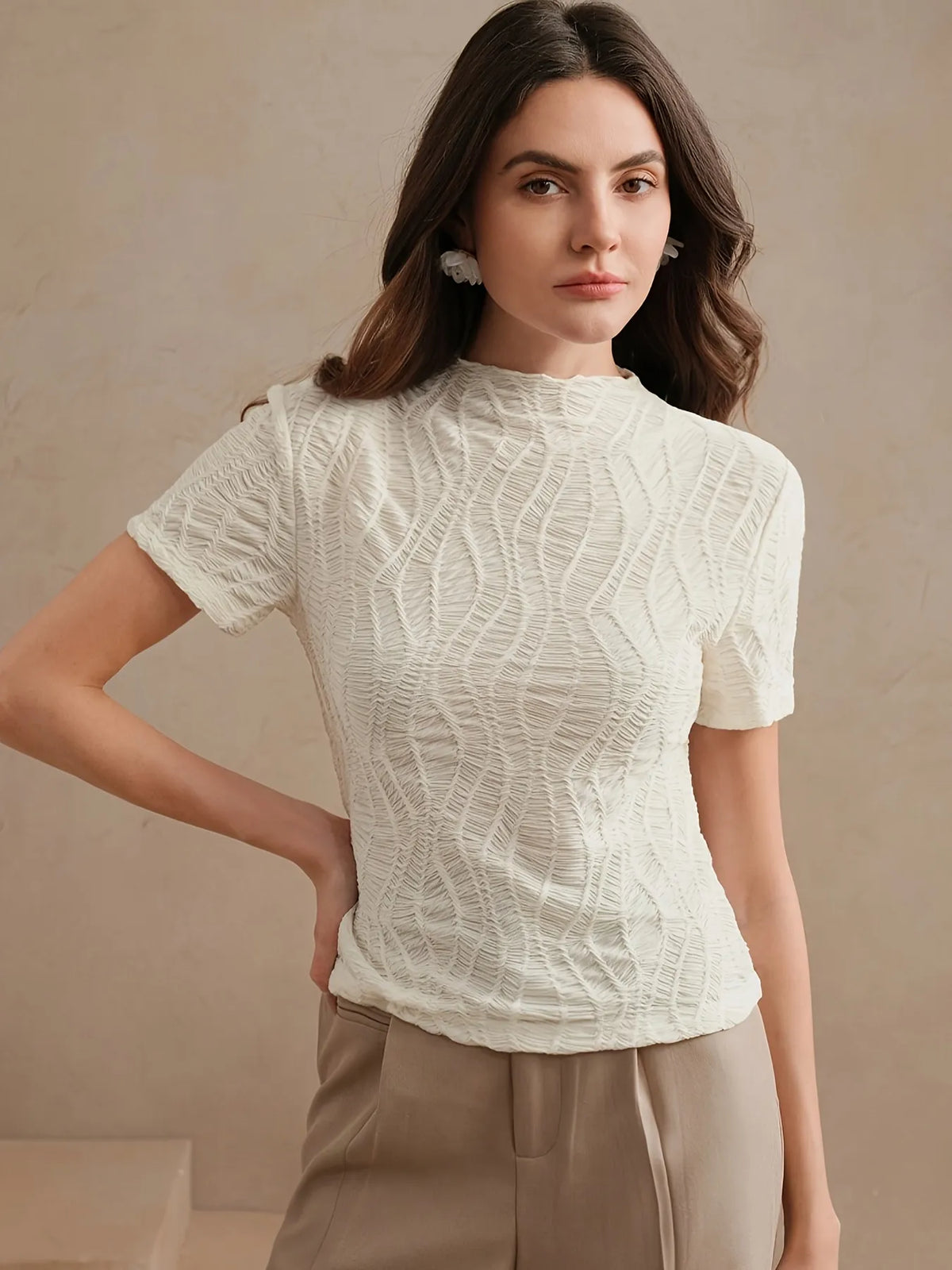 Textured Short-Sleeve Top
